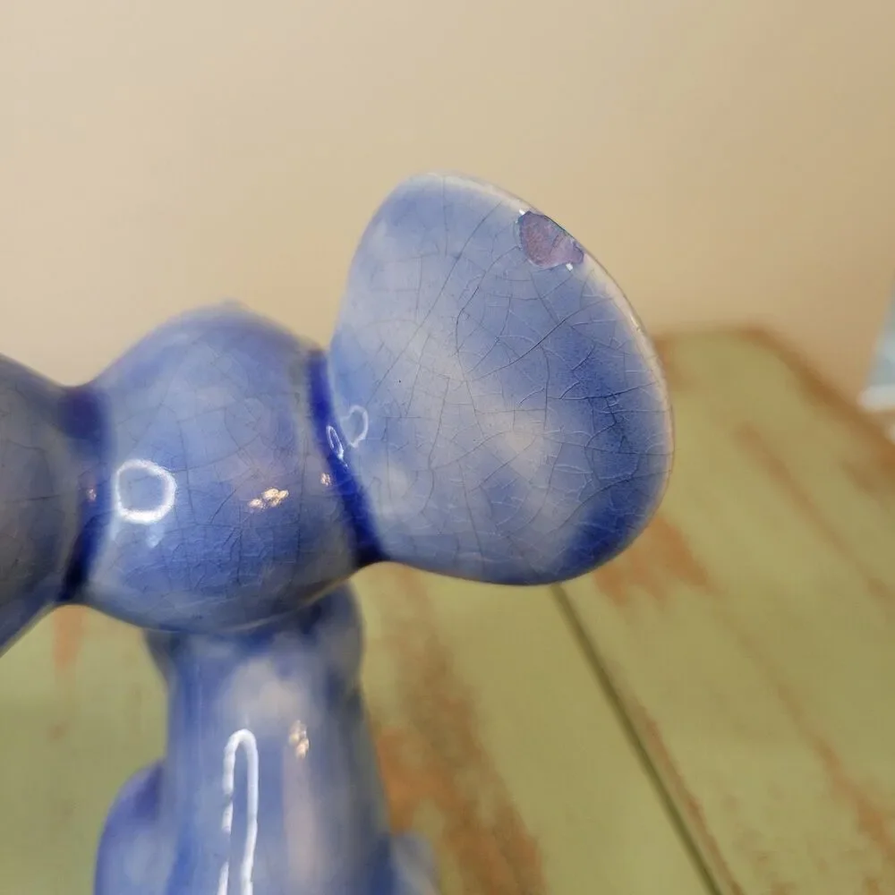 Blue Mouse Ceramic Figurine Pair